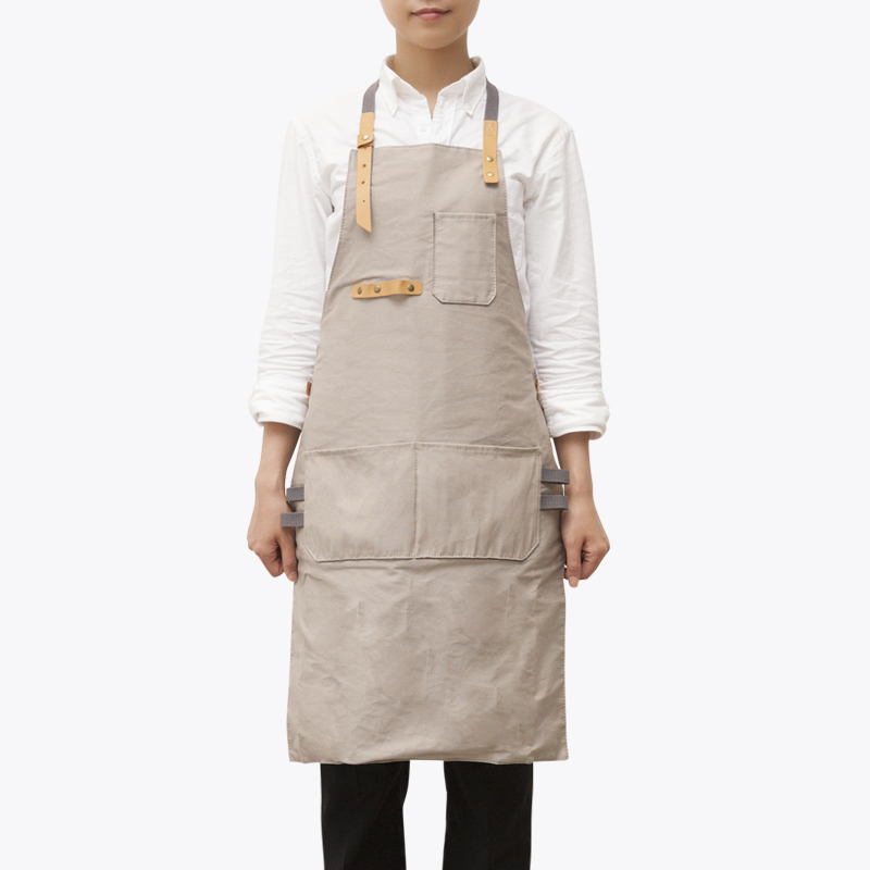 Custom logo printed high-end creative different canvas cotton apron for kitchen
