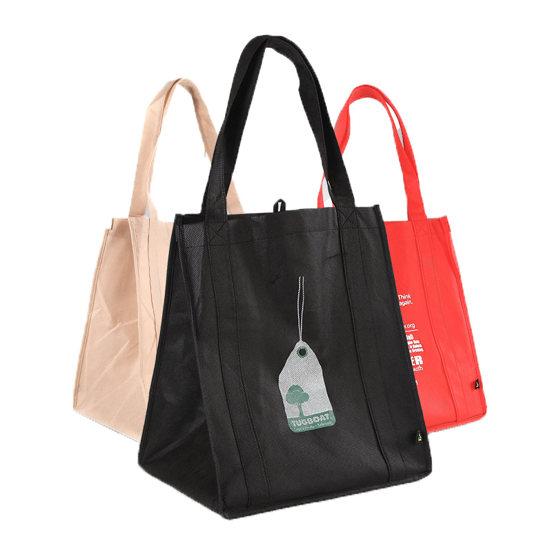 Clear printing thick strong load bearing large capacity non woven tote shopping grocery bag 