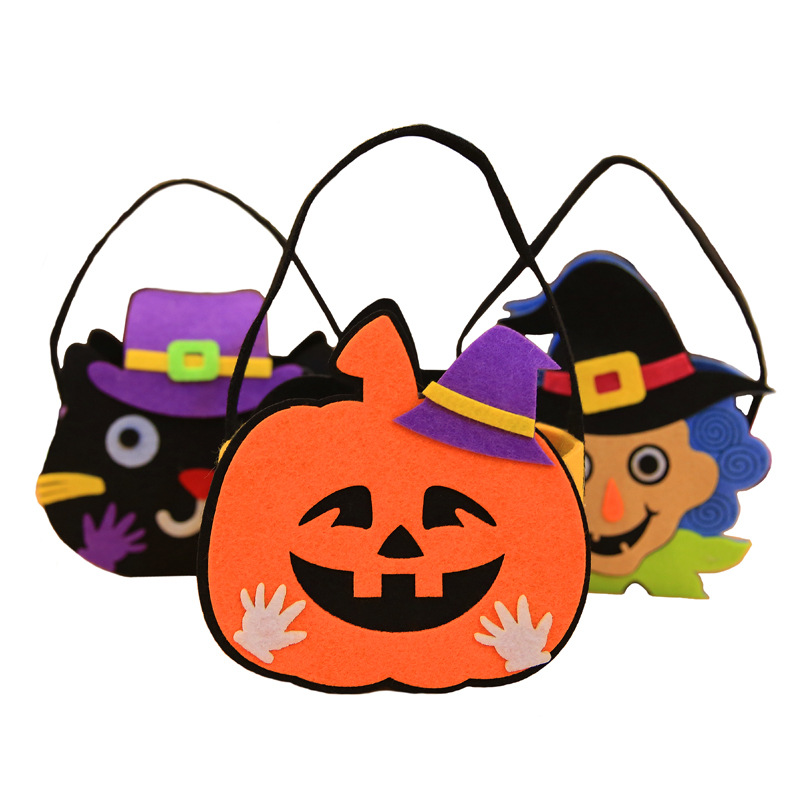 Factory custom Halloween personalized funny felt children's pumpkin tote bag sugar gift felt bag