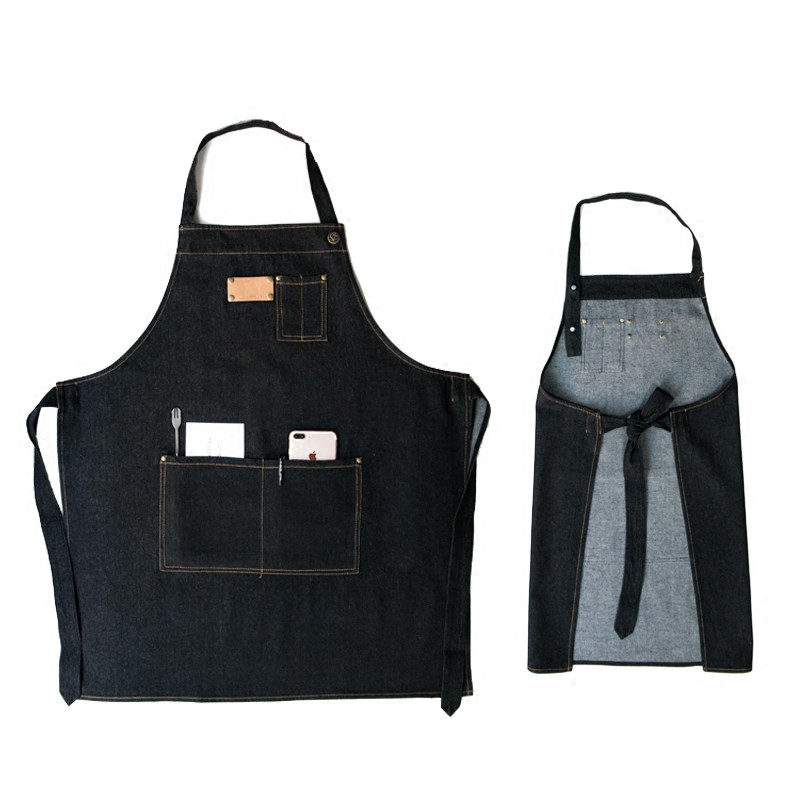 Low price custom printed logo cooking waiter denim canvas apron for restaurant