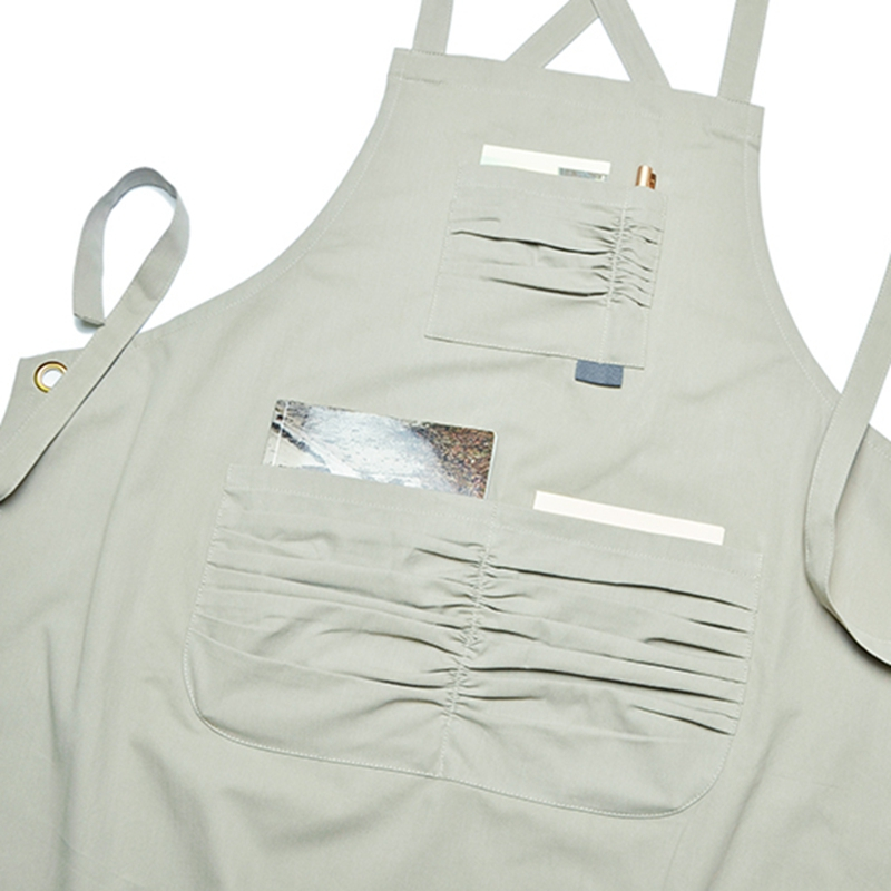 Logo custom color cotton strap apron coffee shop floral garden tea shop work apron 