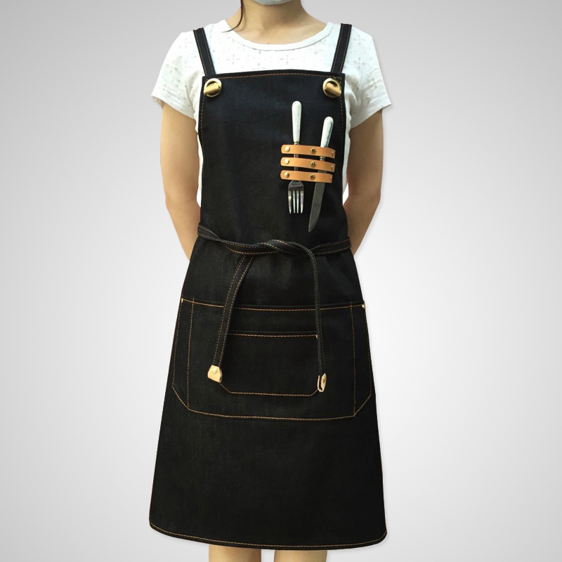 Customized Cowboy Style Cafe West Restaurant Studio Tattoo Workshop Overalls Canvas Work Apron Logo Custom