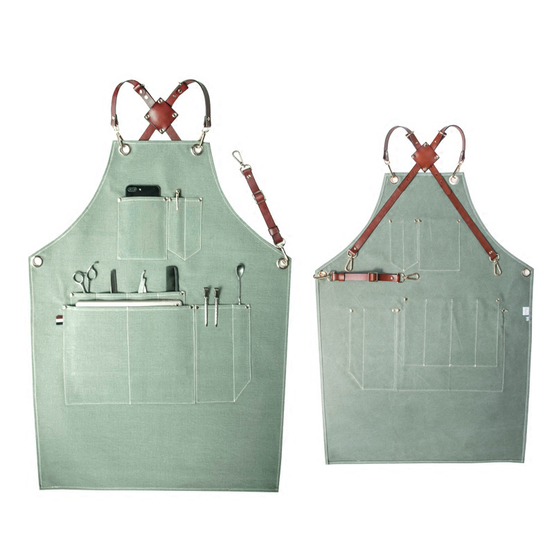 Popular Colorful Superior Canvas Fabric Leather Straps Work Apron