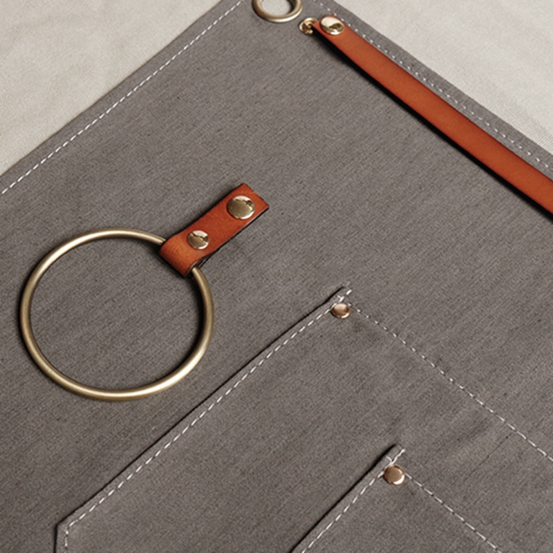 Hot Sale Wholesale Short Stylish Wear-resistant Thick Denim Work Half Apron With Leather Belts Custom Logo