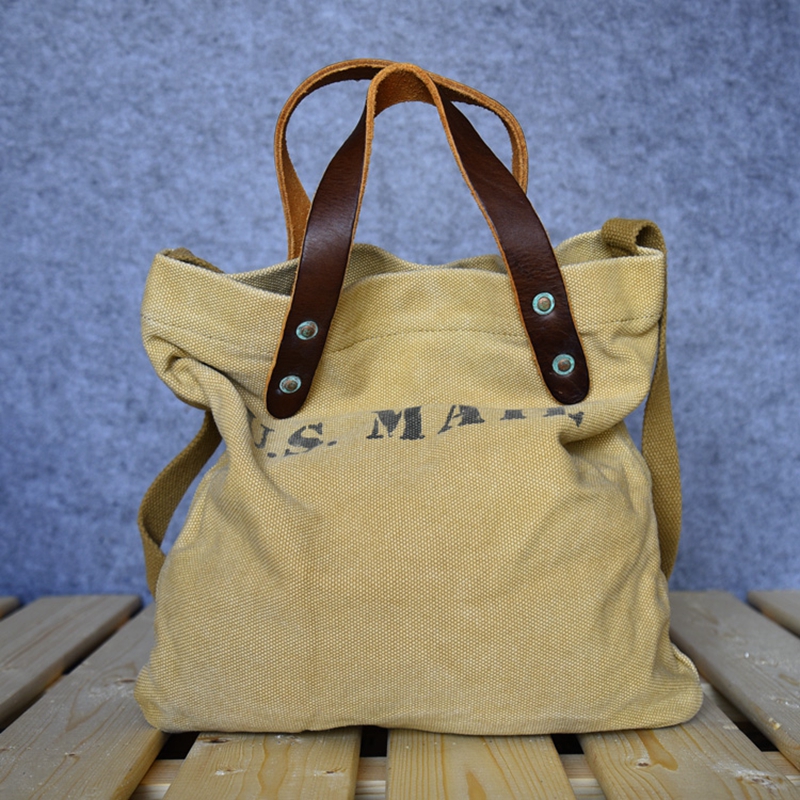 High quality vintage durable large canvas tote shopping bag for men