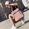 Standard size ins street fashion casual pu material and pvc material splice women shoulder bag with leather inner pocket