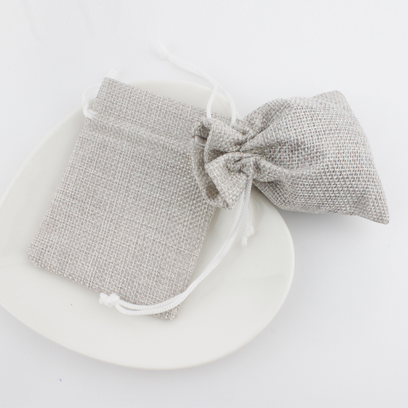 Jute drawstring bag wholesale imitated linen jewelry packaging pouch custom gift bags