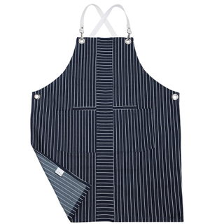 Factory Custom Wholesale Superior Chef Overalls Striped Denim Apron for Restaurant Cafe Waiter Or Waitress