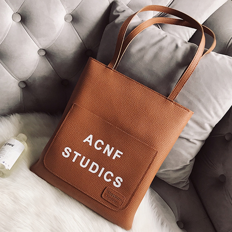 Fashion casual lightweight practical reusable women pu leather tote shoulder bag with China Supplier