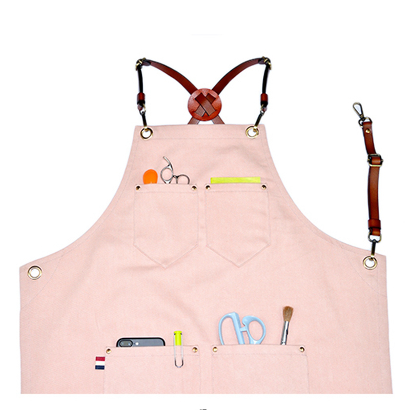 Stylish Pink Popular Color Design Cotton Cloth Shop Beautiful Work Apron