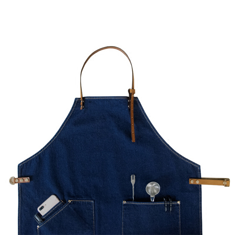 Custom Beautiful Denim Apron Barista Workwear Western Restaurant Floral Cafe Hair Salon Overalls Tooling Uniforms For Workshop