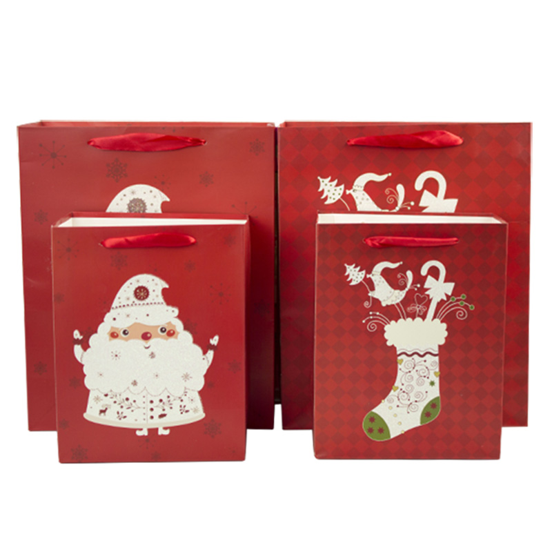 Wholesale custom shopping bag cheap merry christmas paper gift bag