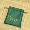 Customized new satin drawstring harness pocket silk green jewelry bag