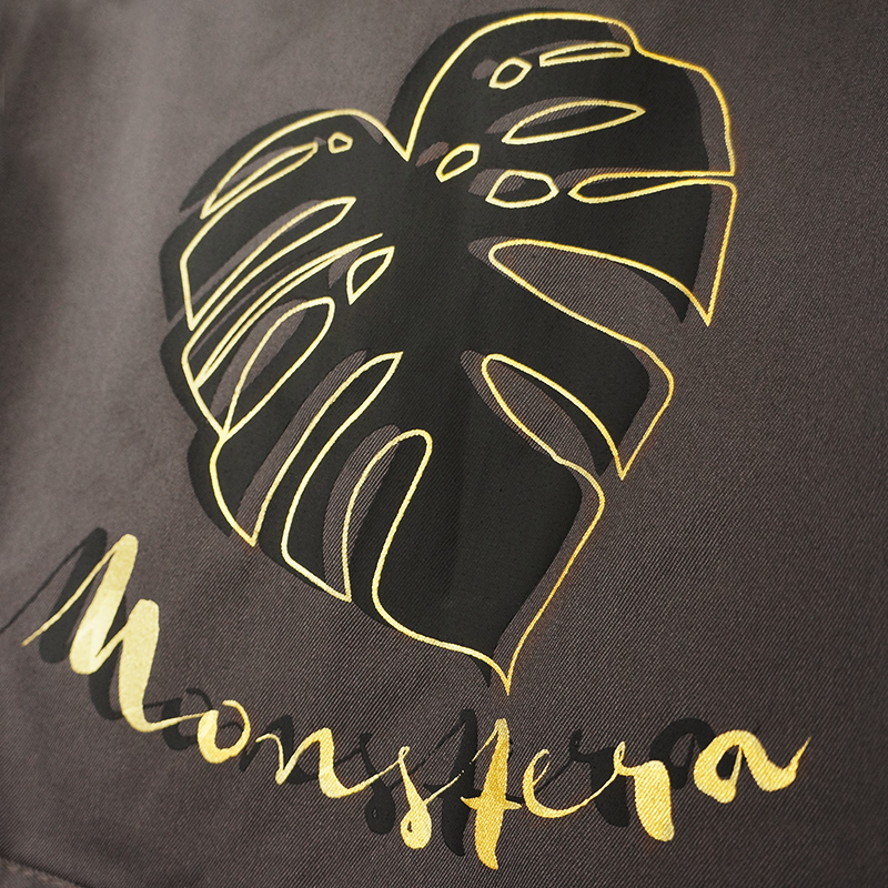 Cotton Creative Print Bronzing Leaf Coffee Tea Restaurant Workwear Kitchen Apron