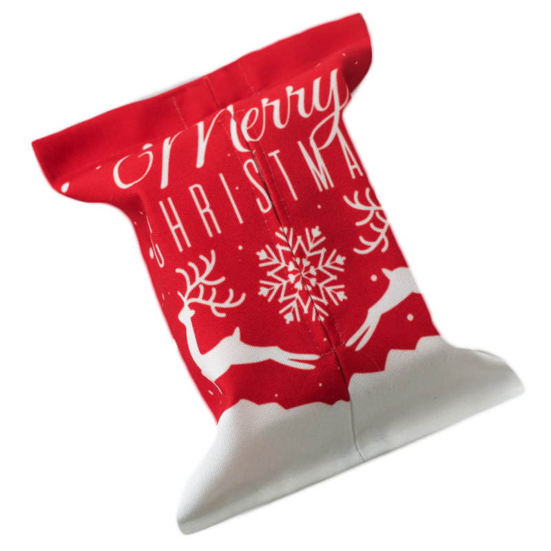 Factory custom full version printing Christmas special cotton and linen tissue box with stock sample supply