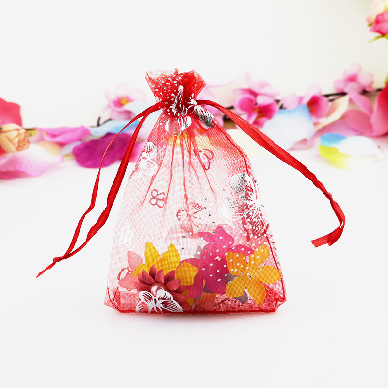 Colorful wedding favor logo promotional organza gift bag wholesale custom printed 