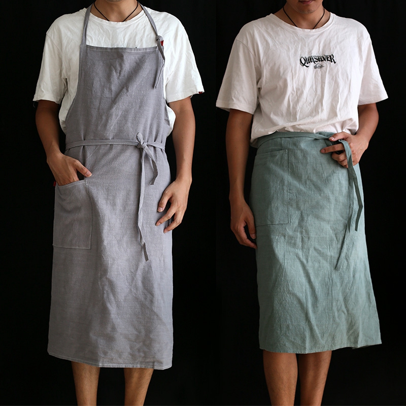 New Popular Linen Fabric Household Kitchen Apron for Men And Women