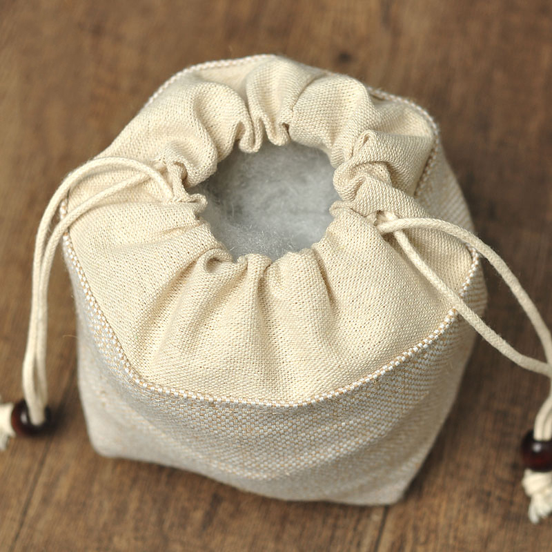 Bulk cheap linen drawstring bag with logo custom