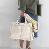 Multi-pockets white canvas tote bag for women