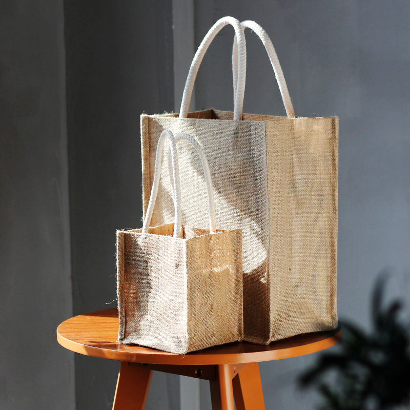 Practical natural jute shopping tote bag