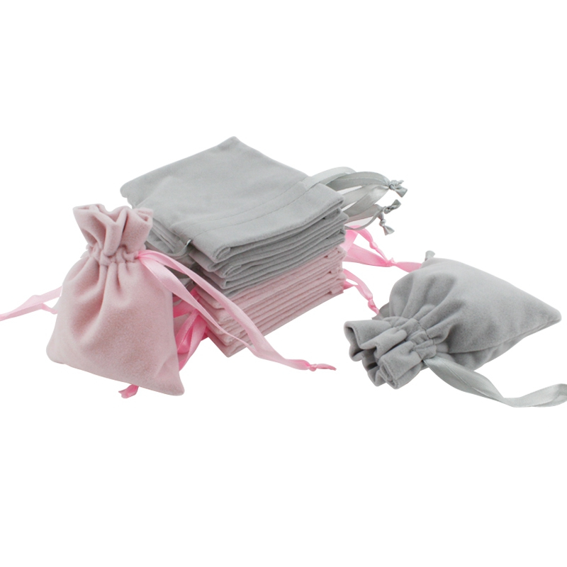 Wholesale custom color plain velvet drawstring gift pouch