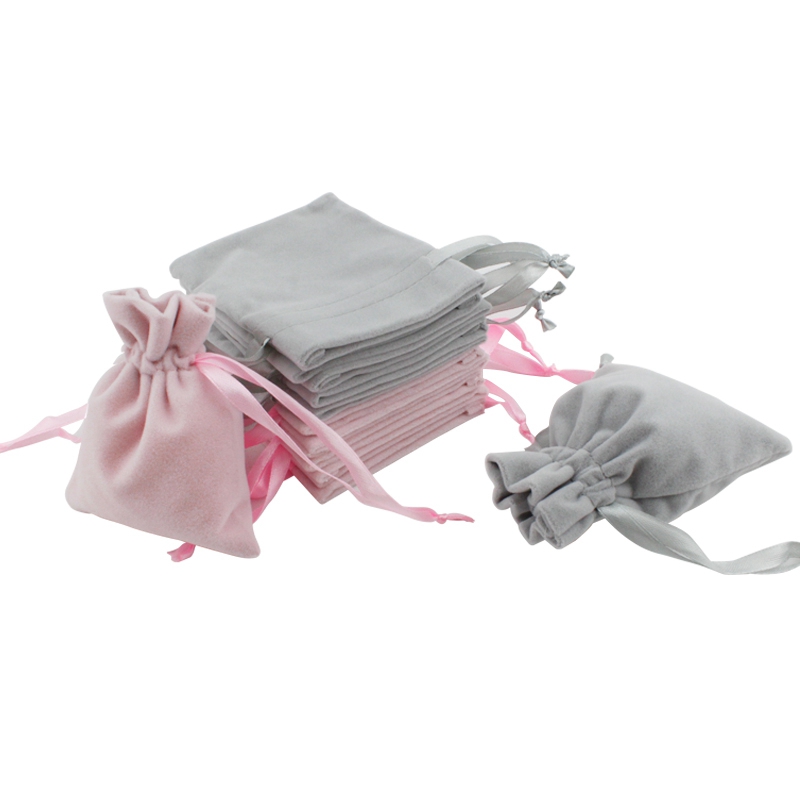 Wholesale custom color plain velvet drawstring gift pouch