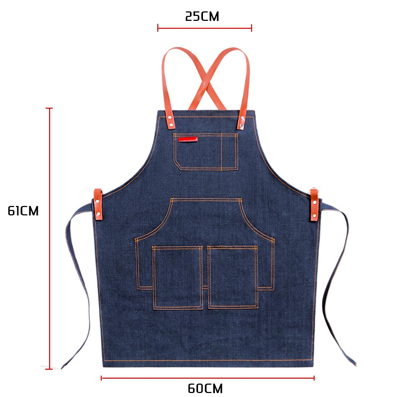 Promotion professional portable and durable work denim apron with customized logo