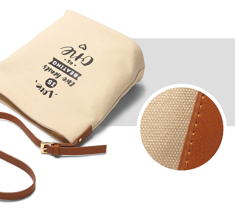 Ins retro new Korean stylish single shoulder messenger bag female lazy wind crossbody canvas bag with logo printing