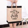 Eco-friendly folding waterproof jute shopping bag tote bag leather handle