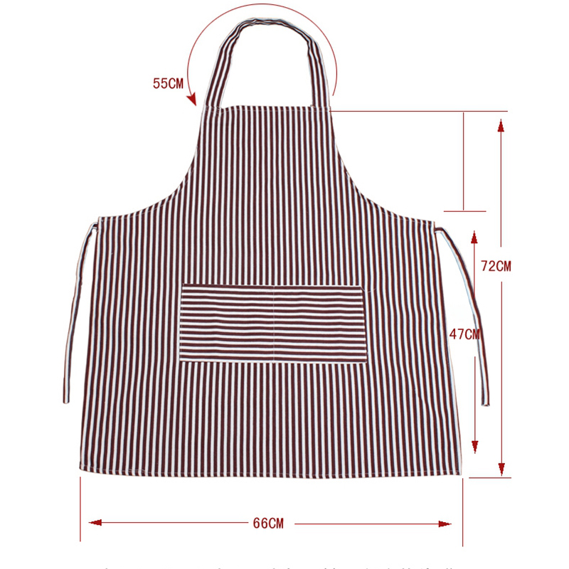 Anti-fouling Kitchen Overalls Durable Wear Cooking Men And Women Couples Bibs Home Striped Printed Polyester Cotton Apron