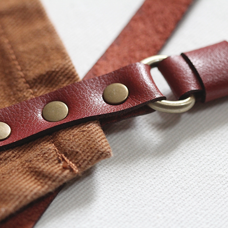 Hot Sales Household Comfortable Cotton Fabric Kitchen Apron With Belt And Tool Pockets