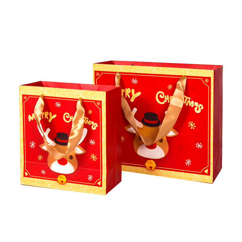  Recycled christmas custom printed shopping kraft paper bag 