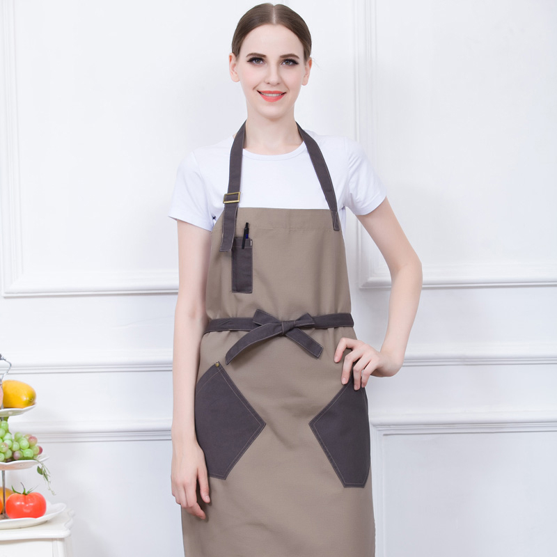 Custom logo coffee shop home unisex canvas hanging neck apron