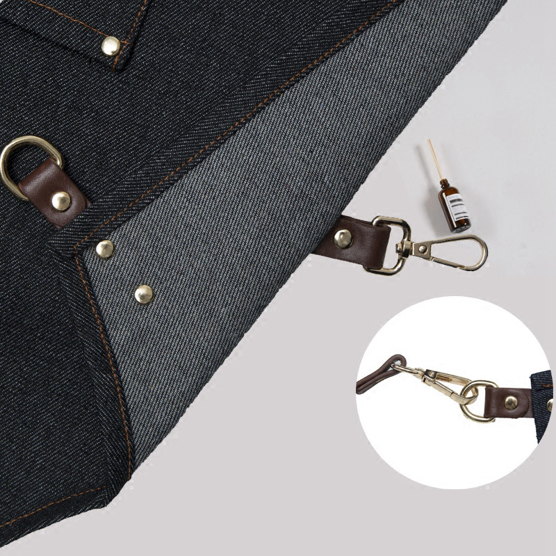 Household Durable Denim Fabric Kitchen Cooking Apron With Pockets