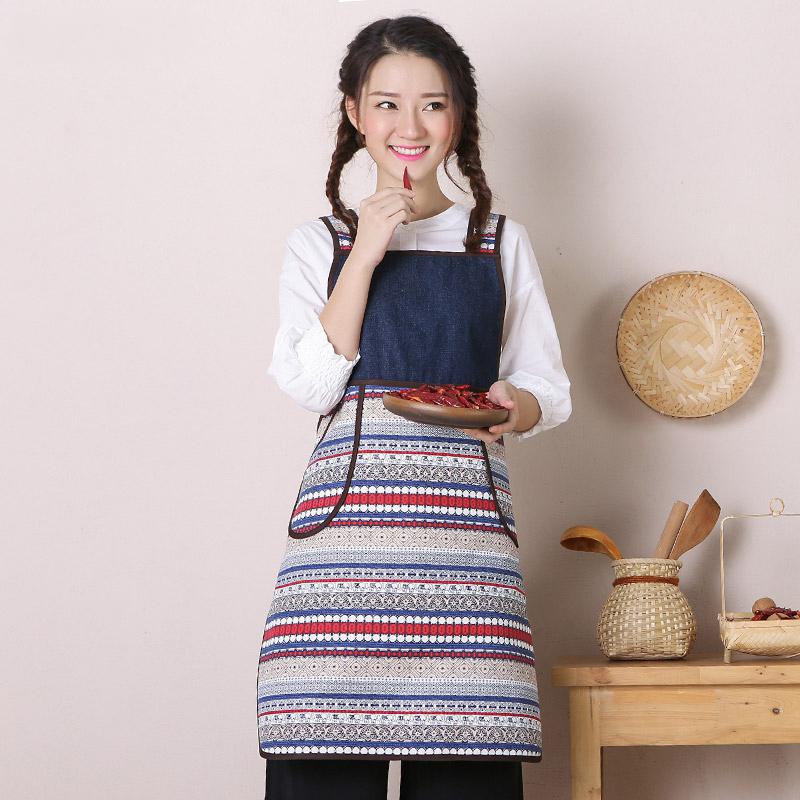 New Adult Sexy Bohemian Style Printing Soft Canvas Fabric Apron Elegant Ethnic Style Waist For Ladies