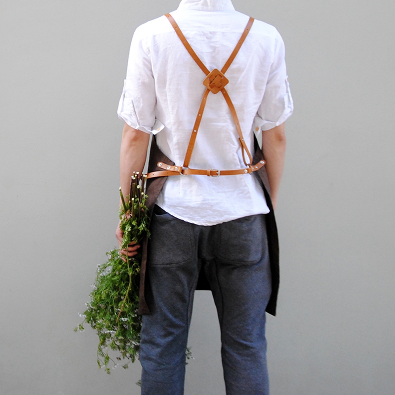 High Quality Canvas Fabric Leather Straps Work Apron With Pockets