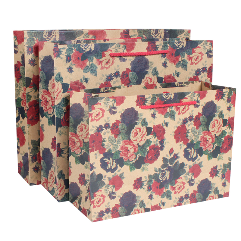 Customize kraft paper bag recycled brown paper bag with handle