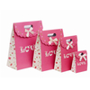 Custom love christmas pink paper small gift bags with die cut handle
