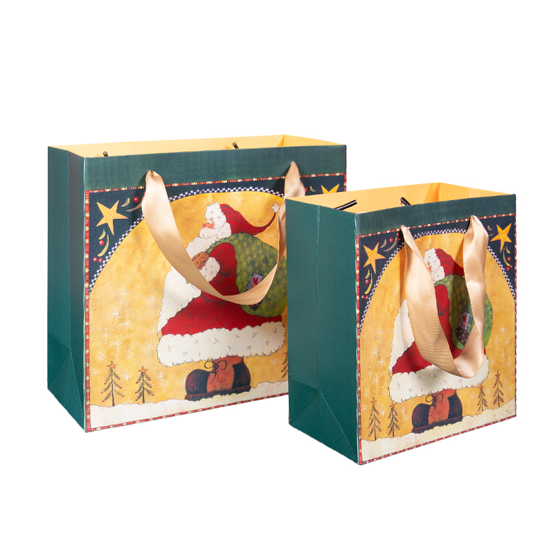 Lovely tree santa claus custom christmas gift paper bag