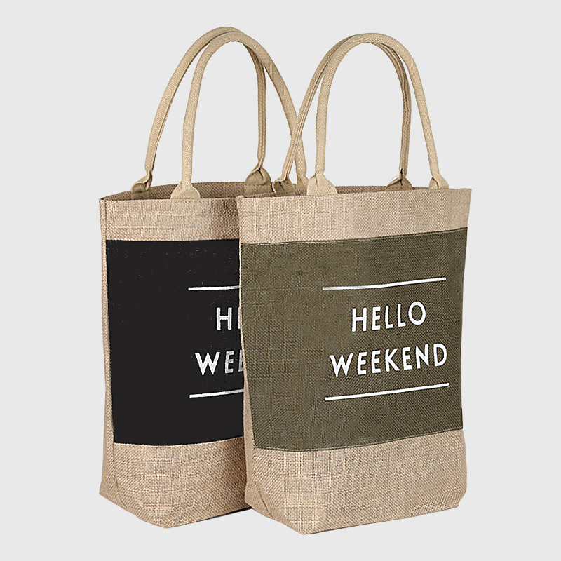 Logo printed custom jute shopping bag