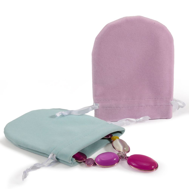 Custom light-colored mini fashion jewelry beam drawstring velvet storage bag