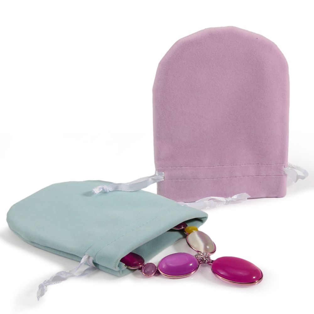 Custom light-colored mini fashion jewelry beam drawstring velvet storage bag