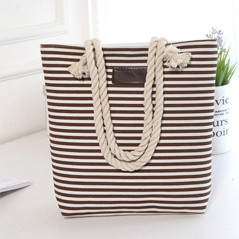 Stripe colorful women canvas bag custom