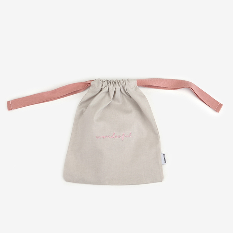 Wholesale custom logo pure cotton drawstring bag jewellery pouches with ribbon