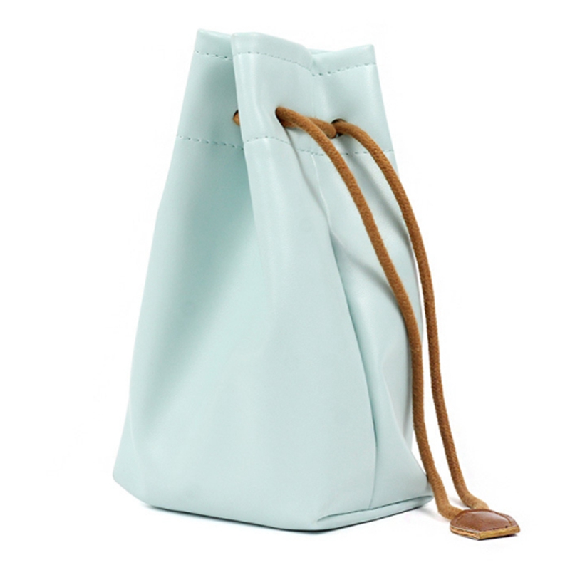 Colorful high quality pu leather drawstring bag