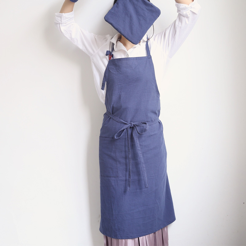 Wholesale cotton linen breathable kitchen cooking apron