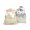 Wholesale custom cheap stain drawstring pouch gift bag with lace 