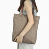 High quality hot sale linen fabric shopping bag with leather handle