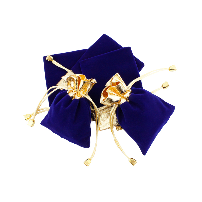 Wholesale custom logo blue Jewellery pouch bag For gift bracelet packaging Velvet Pouch