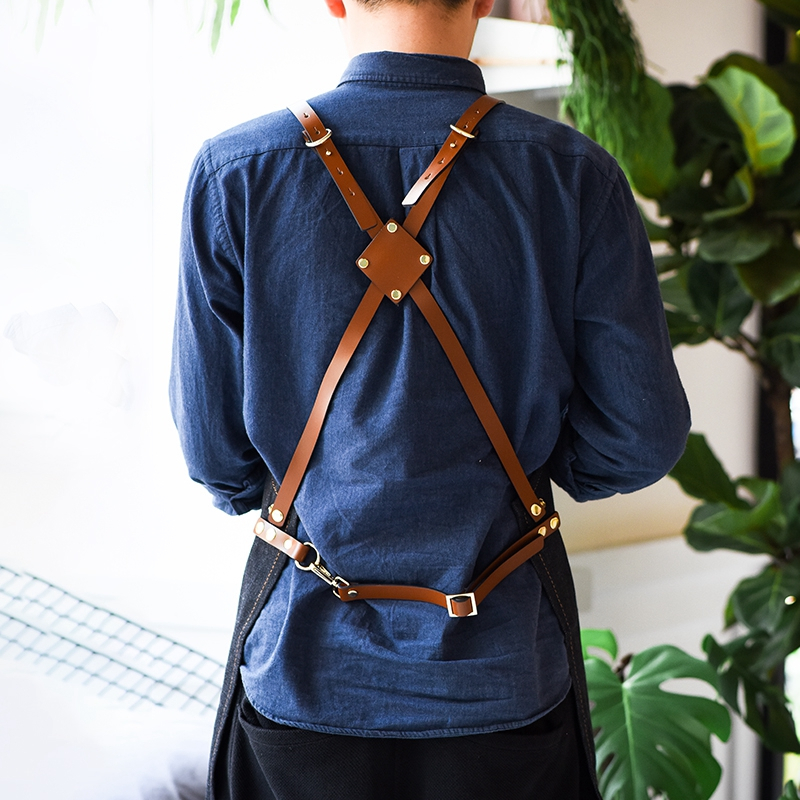 High-grade Denim Simple Apron For Coffee Shop Gardener Baking Shop Strap Overalls